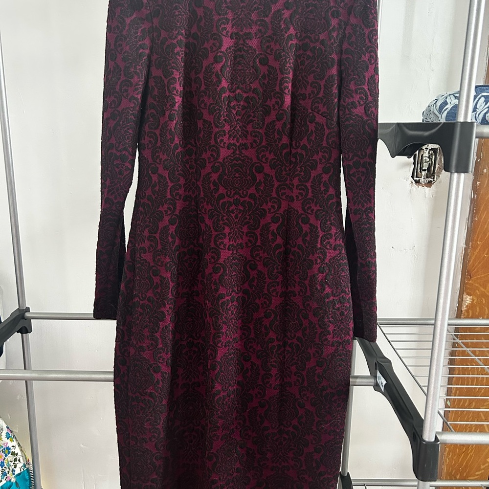 Maggy London Red Long Sleeve Sheath Cocktail Dress